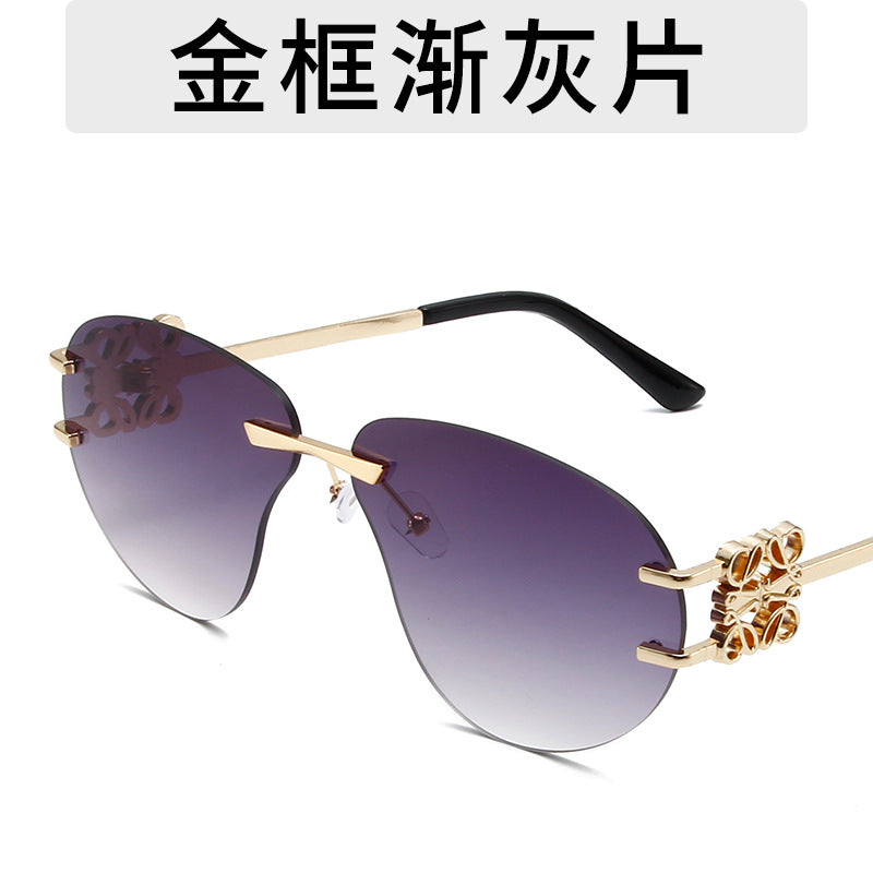 Wholesale Metal Frameless Shaped Sunglasses  Gradient Hip Hop Punk Sunglasses Suitable for Riding Cool Glasses